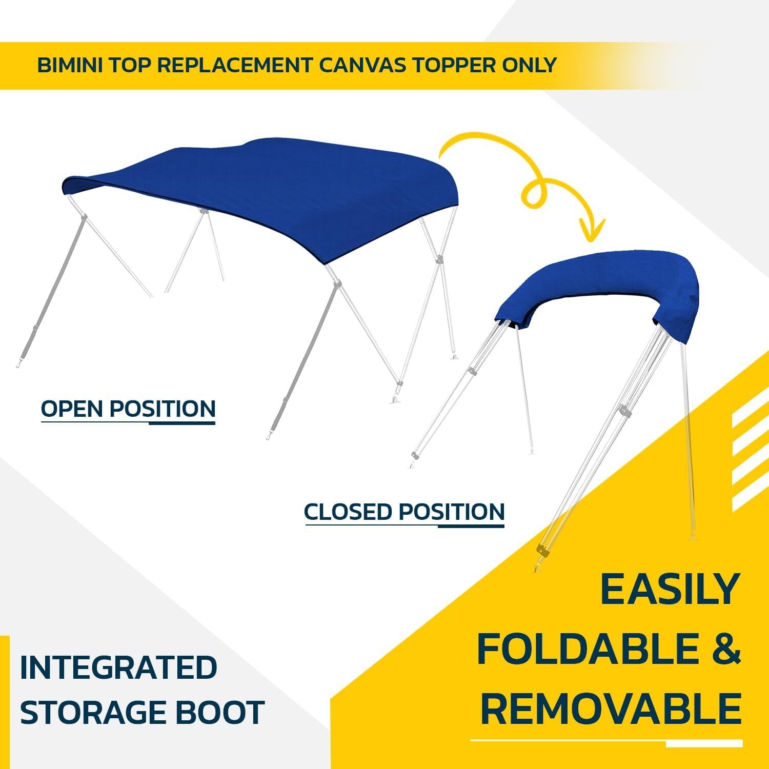 Seal Skin 3 Bow/4 Bow Bimini Top Replacement Cover with Storage Boot W/O Frame