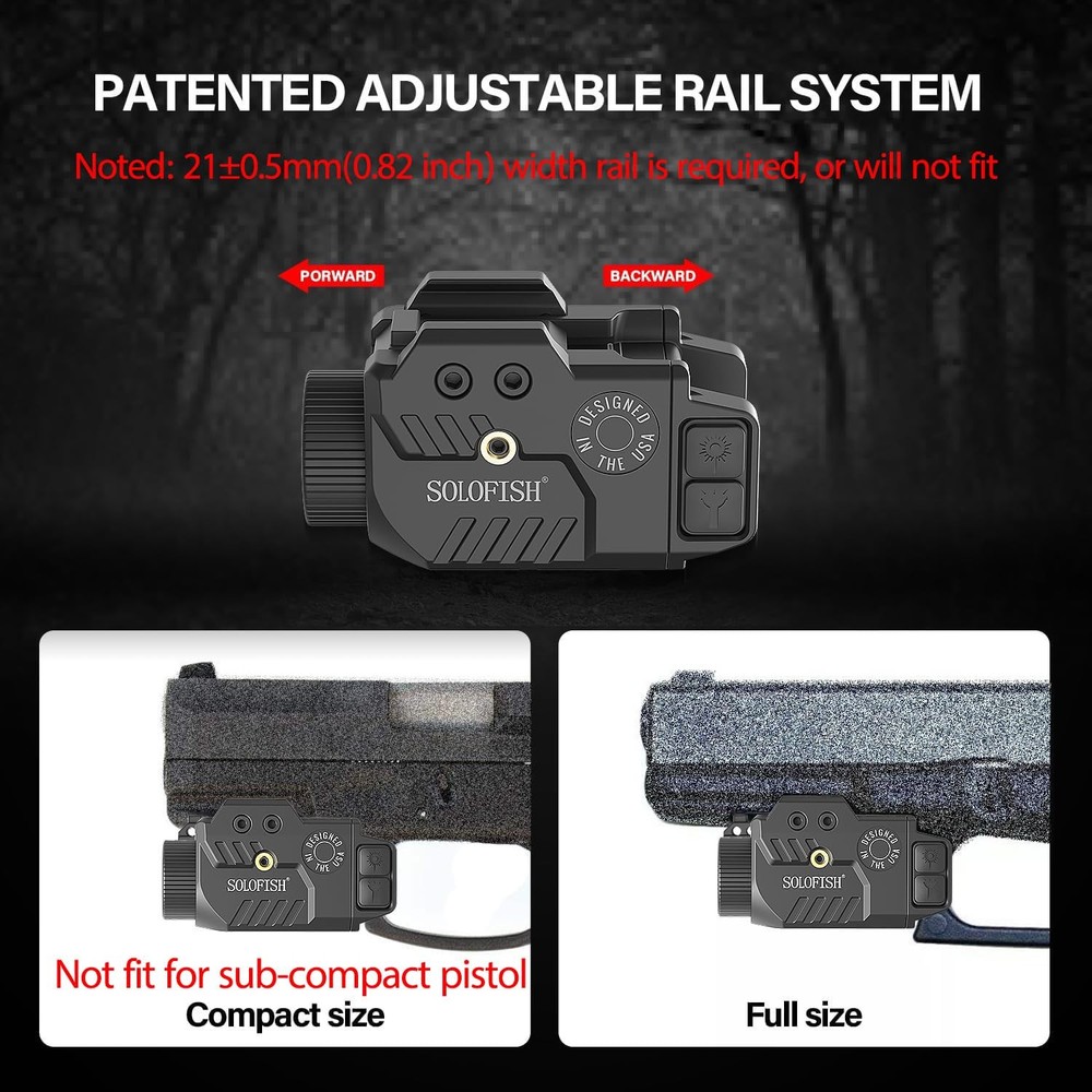 Solofish 800lm Adjustable Pistol Light Laser Red Combo