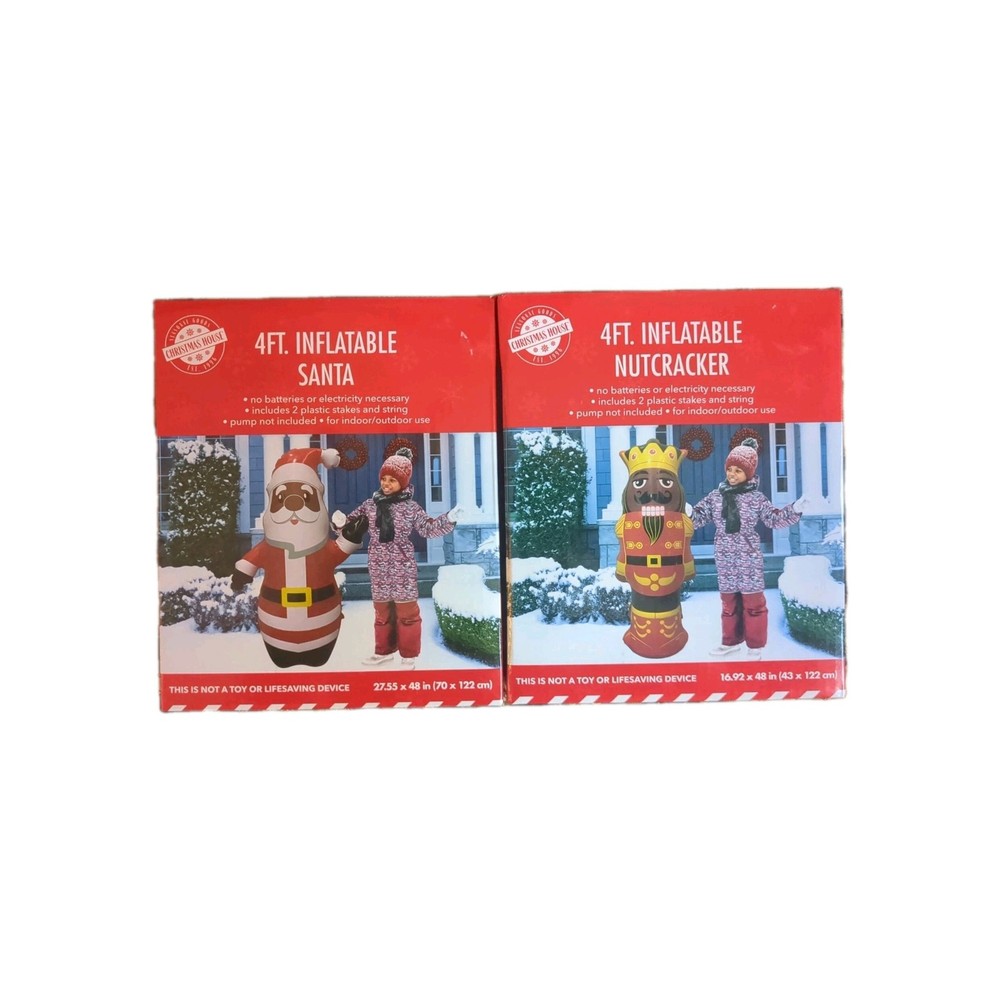 NEW 4ft Inflatable BLACK Santa AND NUTCRACKER
