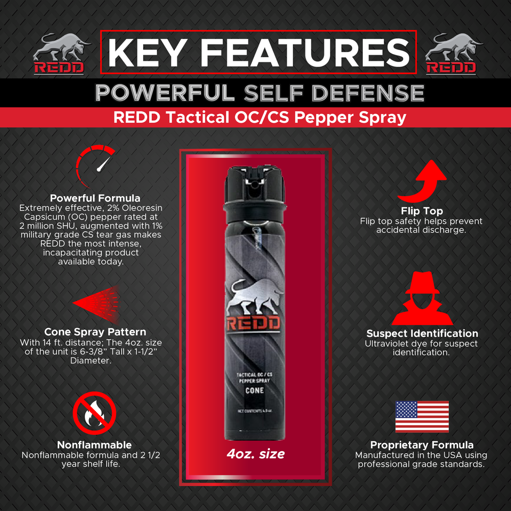 (10) Redd, Tactical OC/CS - Cone (4 oz) (Freeze +P)