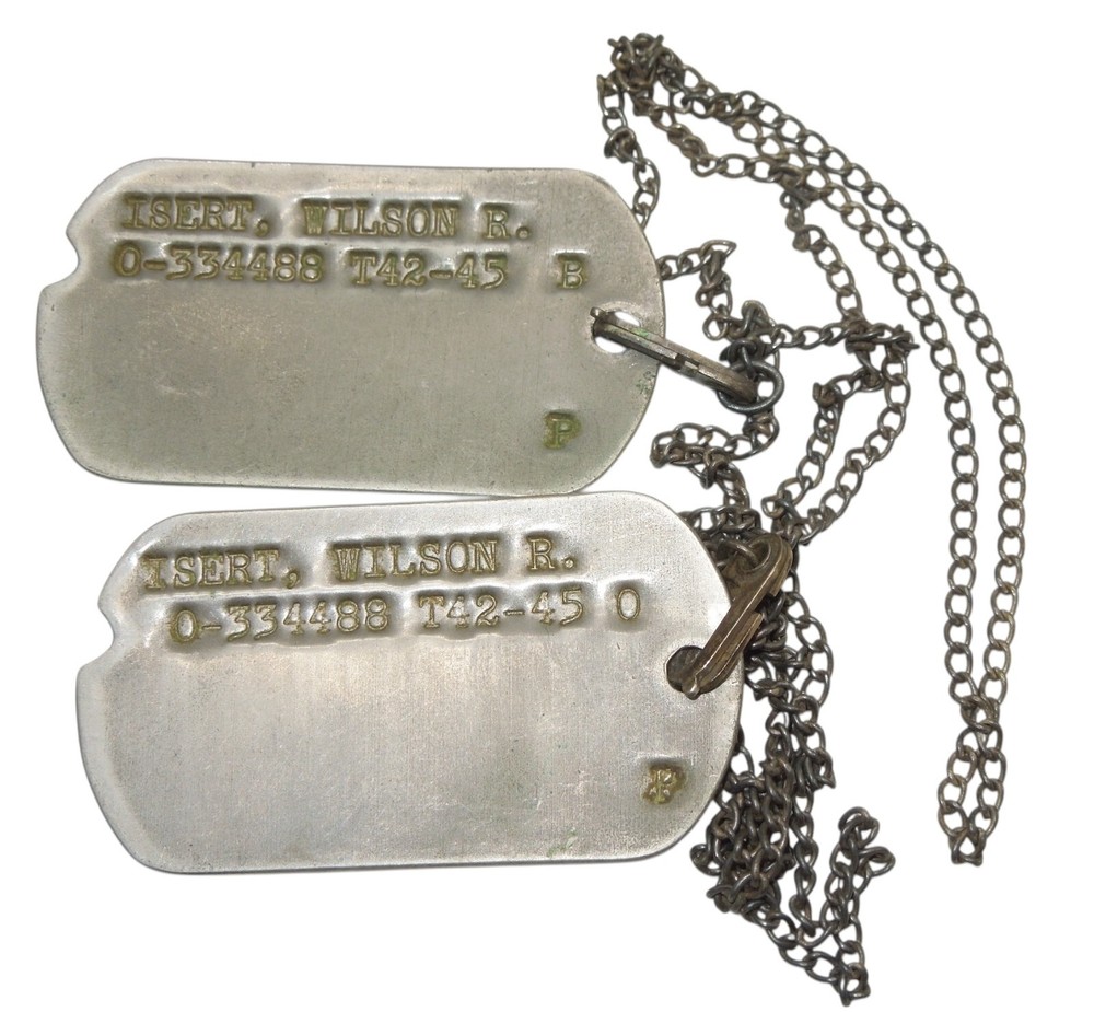 WWII US Army Major Officer North Africa Dog Tags & STERLING J-Hook Chain CA1