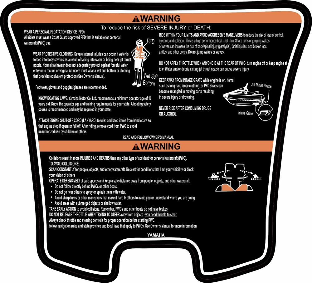 YAMAHA WAVERUNNER VX 2005-2008 Graphics / Decal Warning / Sticker Kit