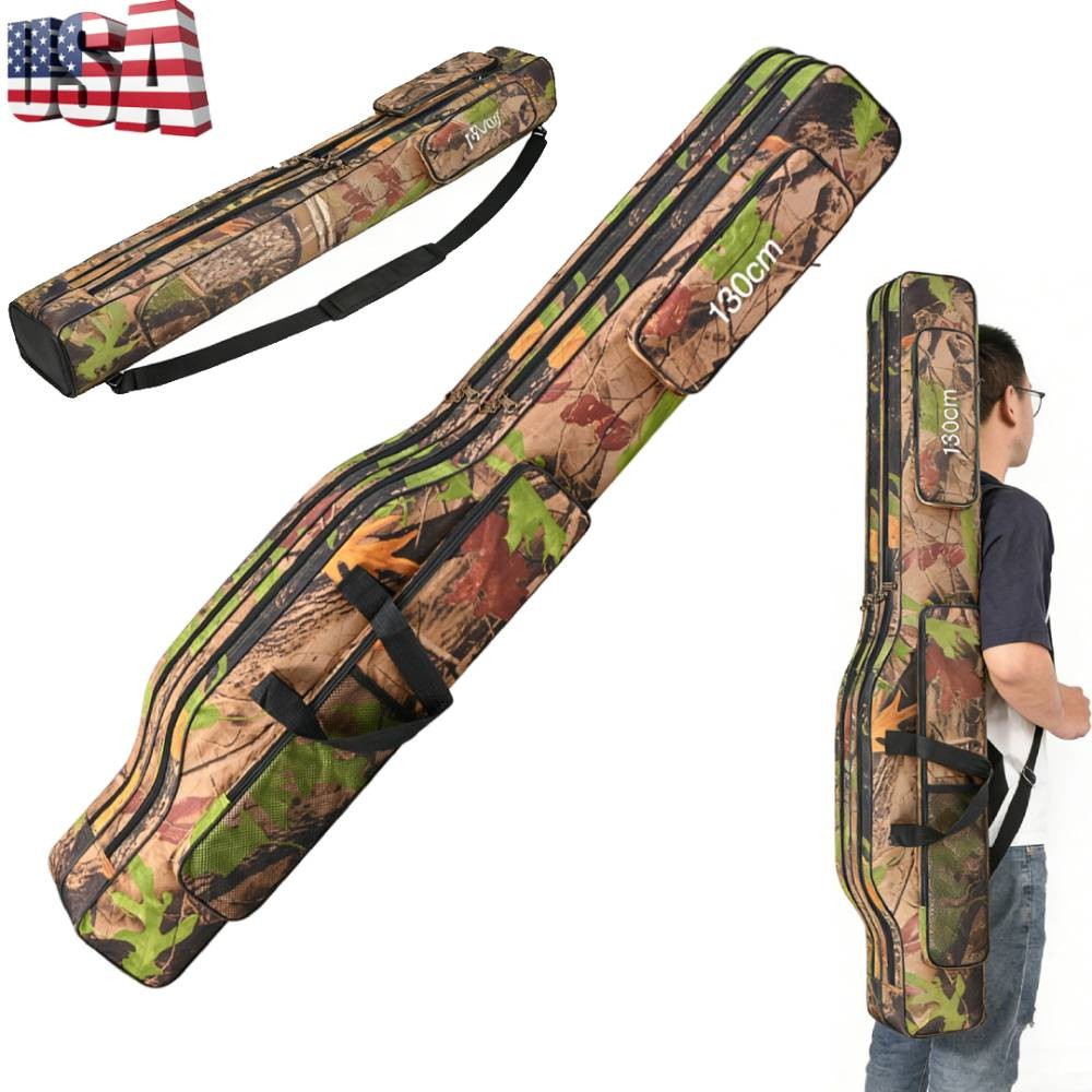 Fishing Rod Case - 3 Layers Fishing Pole Bag Portable Carry Storage Case 130cm