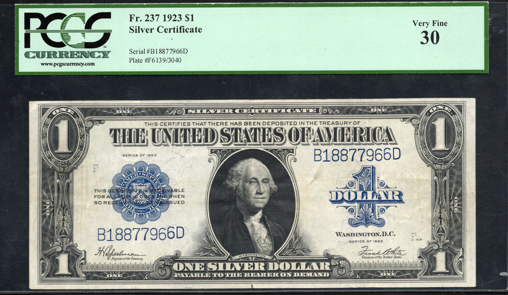 FR 237 1923 $1 Silver Certificate