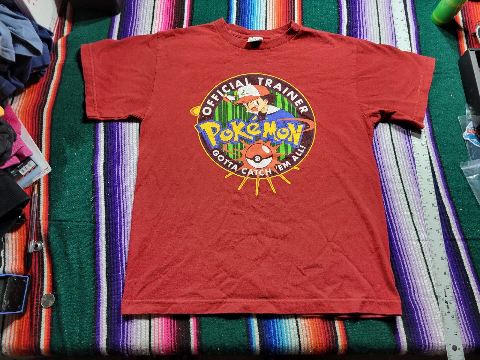 Vintage Pokemon Ash Ketchum 1999 Nintendo T-Shirt Size Youth XL