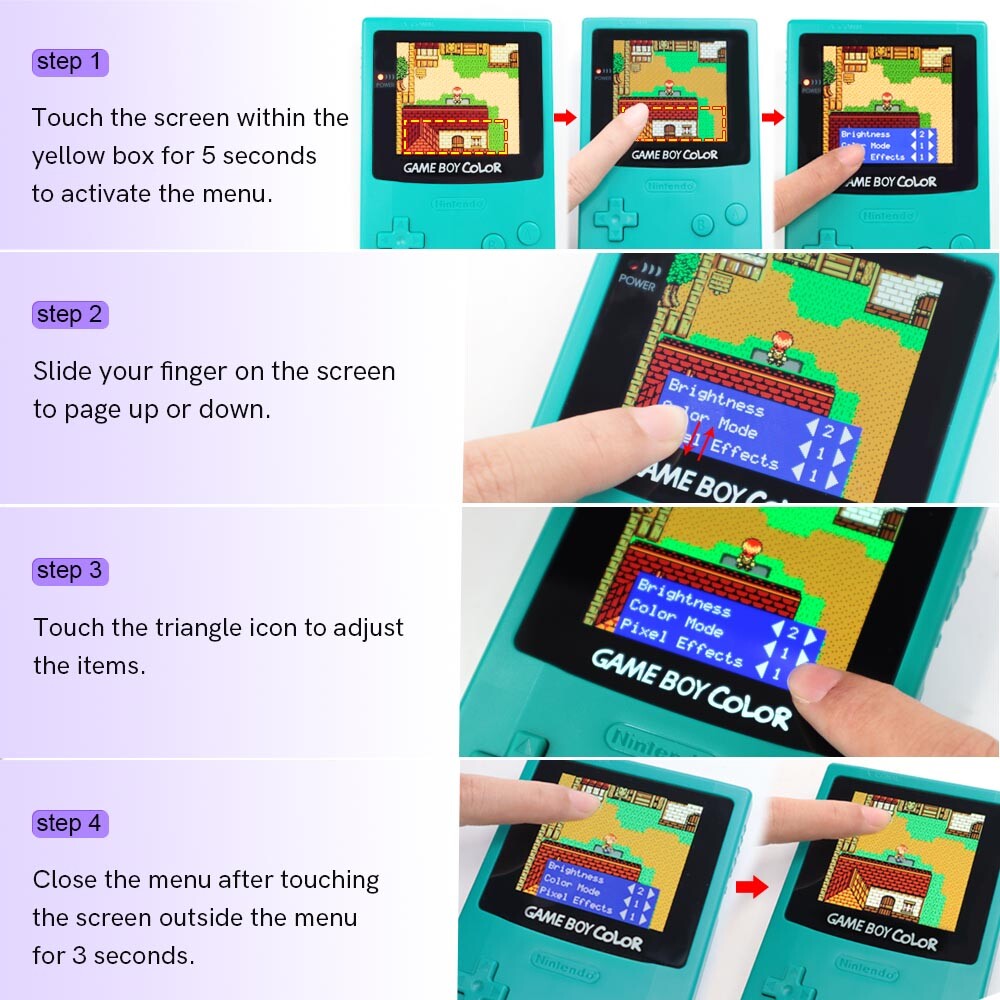 OLED Screen Touch Laminated Screen Kit&Pre-cut Case With Type-C Battery For GBC