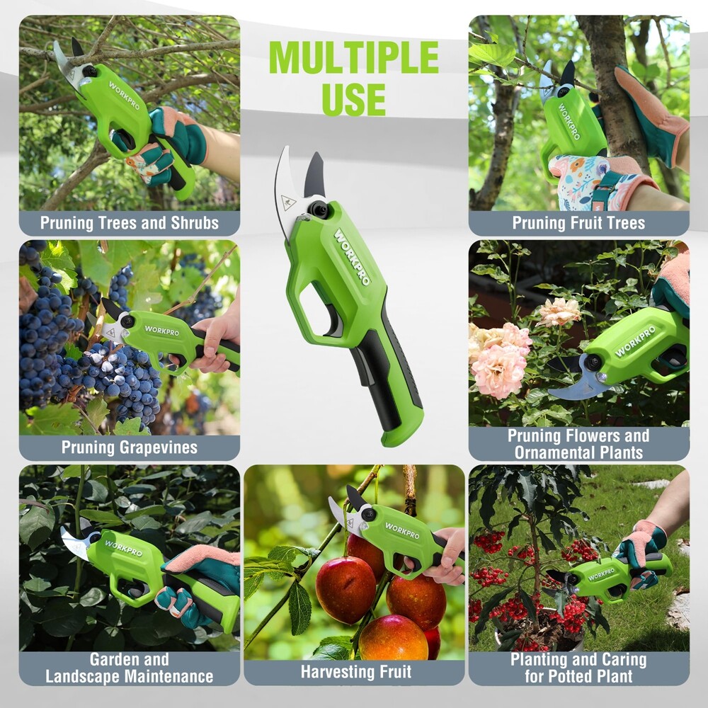 WORKPRO Rechargeable Electric Pruning Shear Cordless Tree Pruner Cutter Scissors