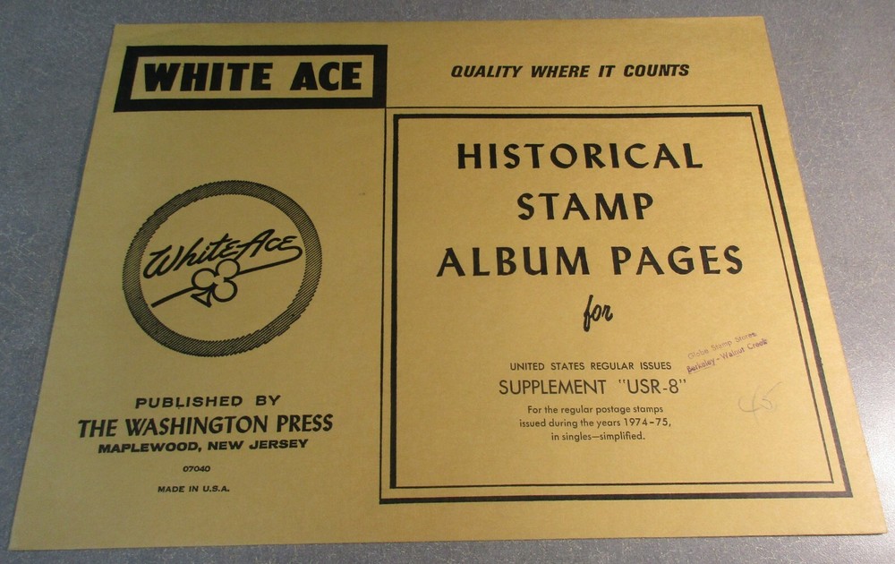 WHITEACE USR-8 HISTORICAL STAMP ALBUM PAGES STAMPS RELEASED 1974-75 W/FREE SHP.