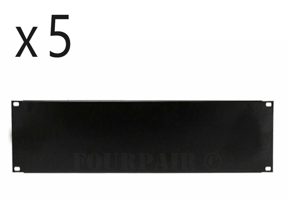 5 Pack - 3 Space 3U - 19" Blank Network IT Rack Mount Server Panel Filler Spacer