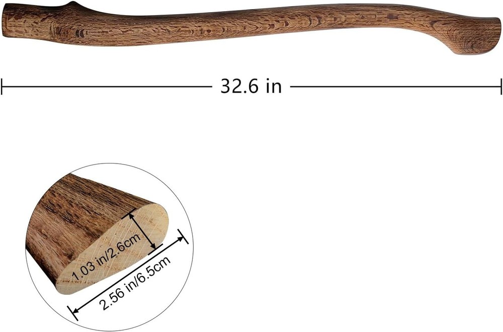 32.6" Beech Wood Axe Handle Replacement Kit, Includes Steel Wedges