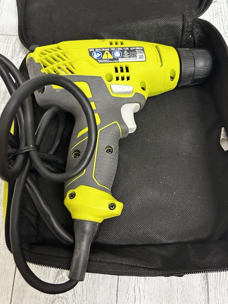 Ryobi 3/8 Inch Corded Power Drill 5.5 Amp Variable Speed Trigger D43