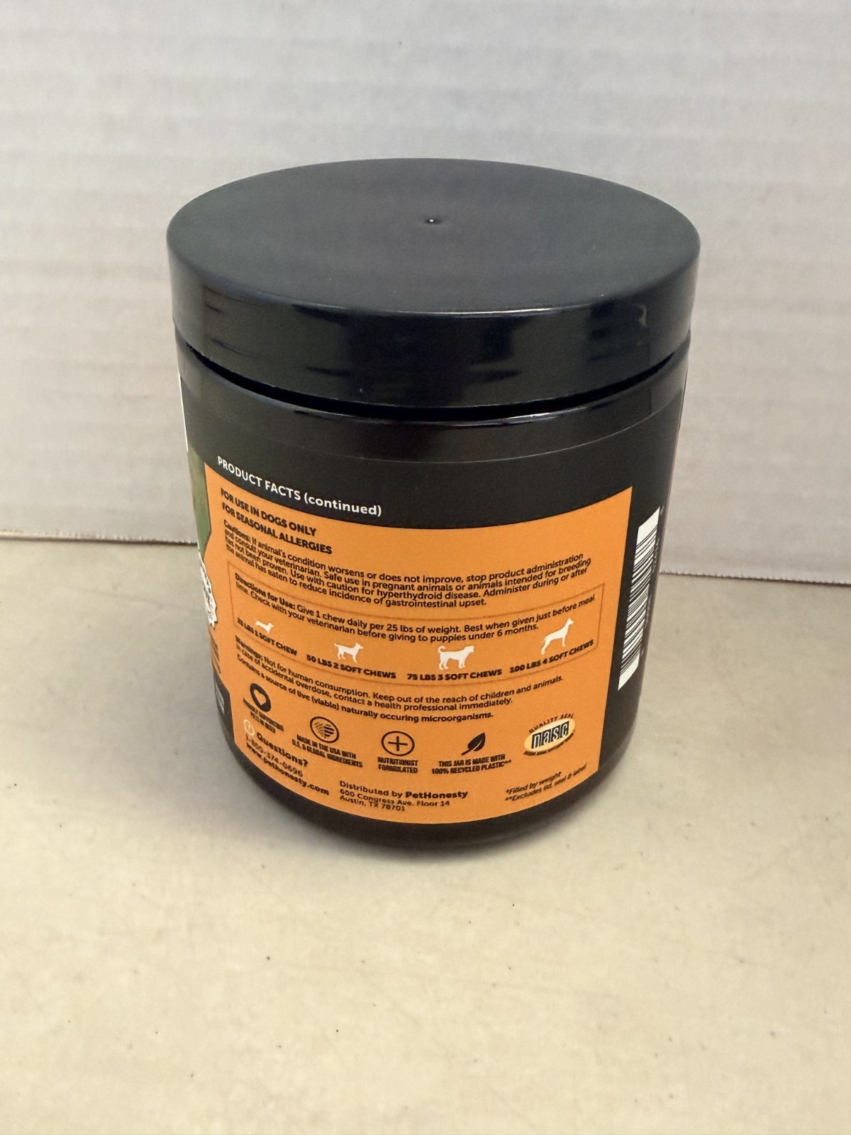 Pet honesty Allergy Skin health OMEGAS, PROBIOTICS for Dogs EX9/2026 ~