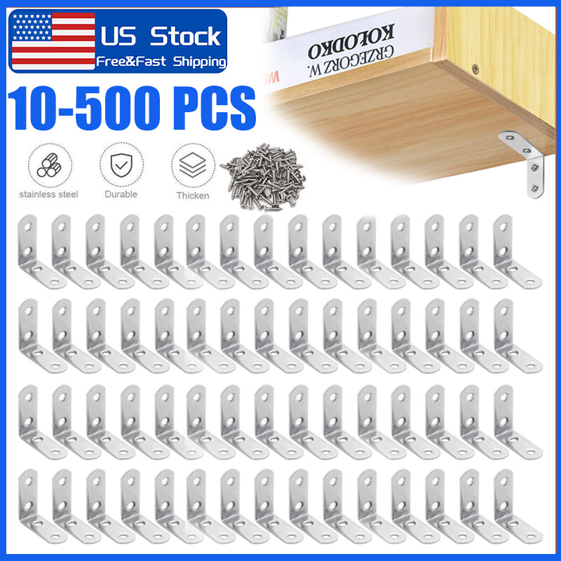 1.5" L-Shaped Bracket Corner Brace Stainless Steel Bracket Right Angle w/Screws