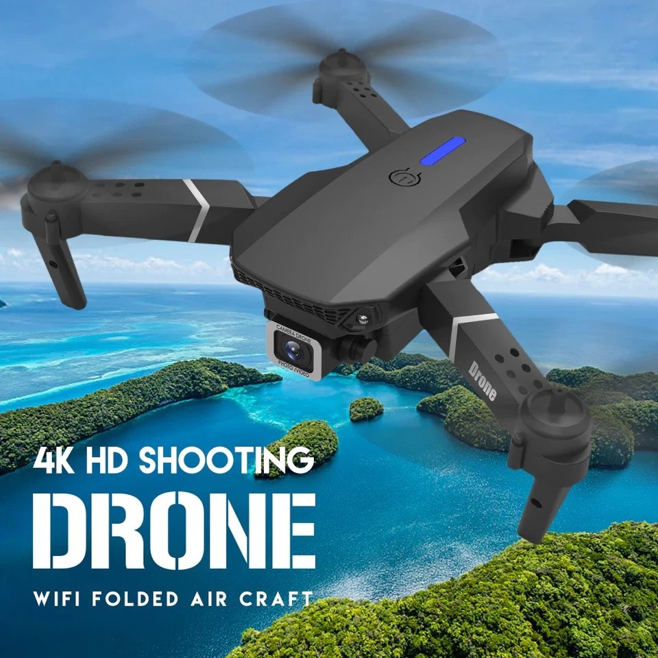 Drone 2025 4K HD Dual Camera WiFi FPV RC Foldable Quadcopter + 4 Batteries US