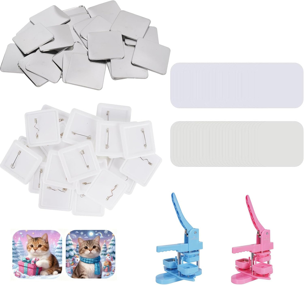 50Sets Square Button Parts for  Square Button Maker Machine 2 * 2Inch(50 * 50Mm)