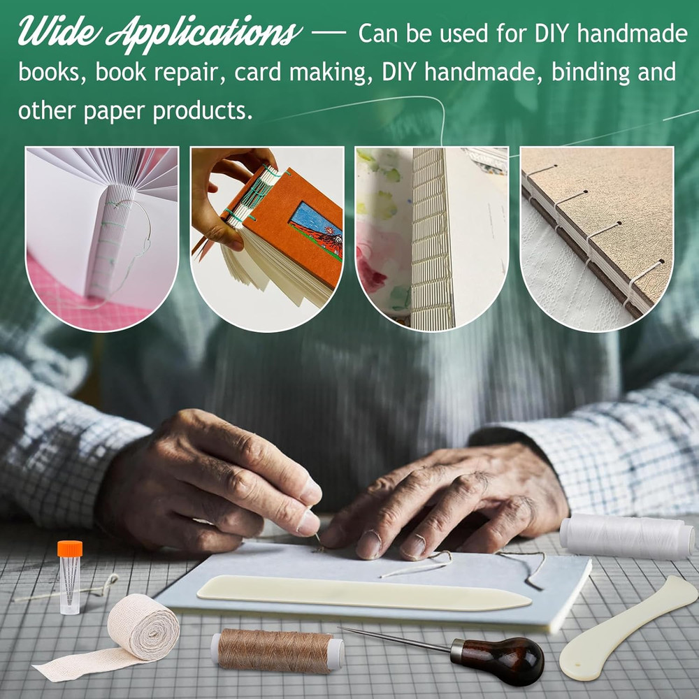 65 Pcs Bookbinding Kit Book Binding Materials Bone Folder Tool Book Binding Kit