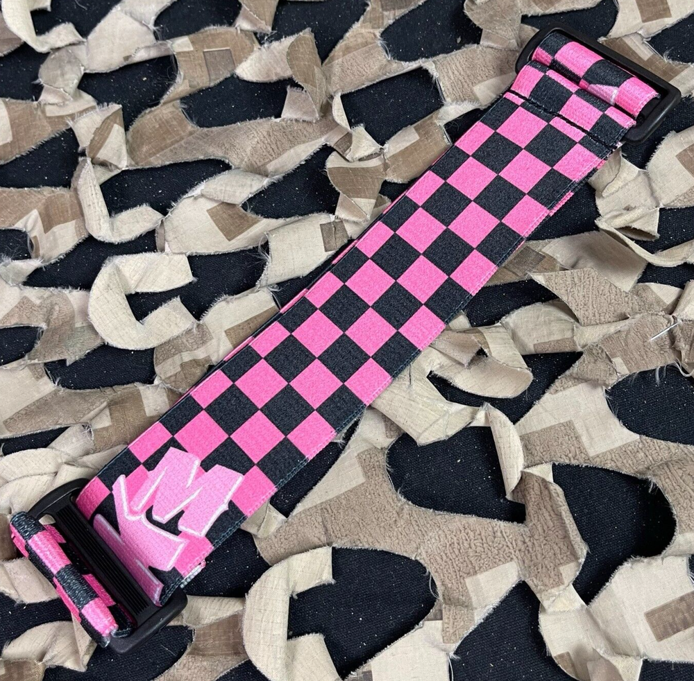 NEW KM Paintball Goggle Strap - Checkered Black/Pink