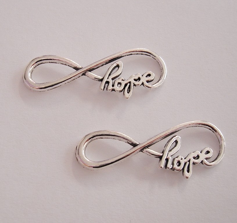10pcs-Hope Infinity Link Connector Antique Silver For Bracelet.