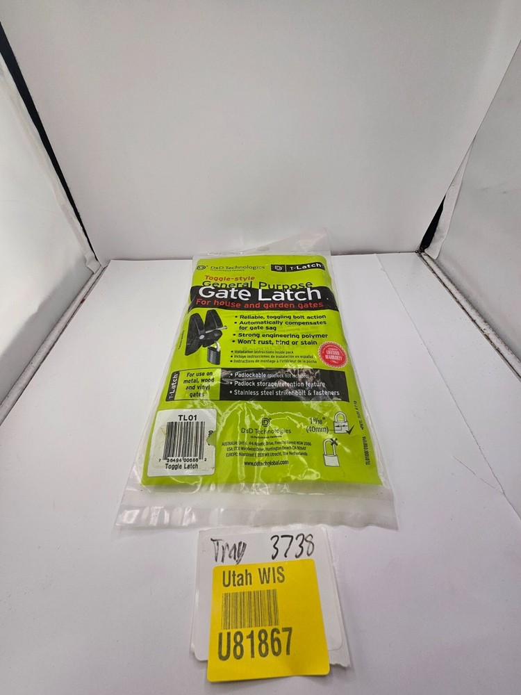 D&D Technologies TL01 Gravity Gate Latch T-Latch Action Gate Latch, Padlock