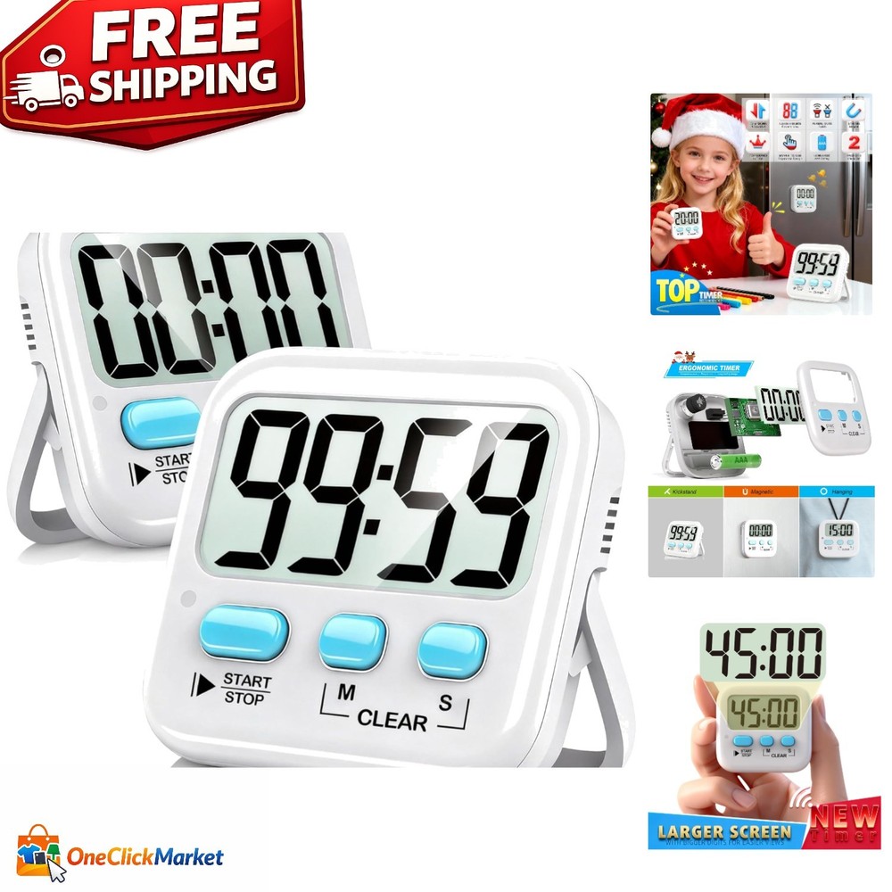 Versatile 2-Pack Digital Timer - Perfect for Cooking, Classroom & Exercises