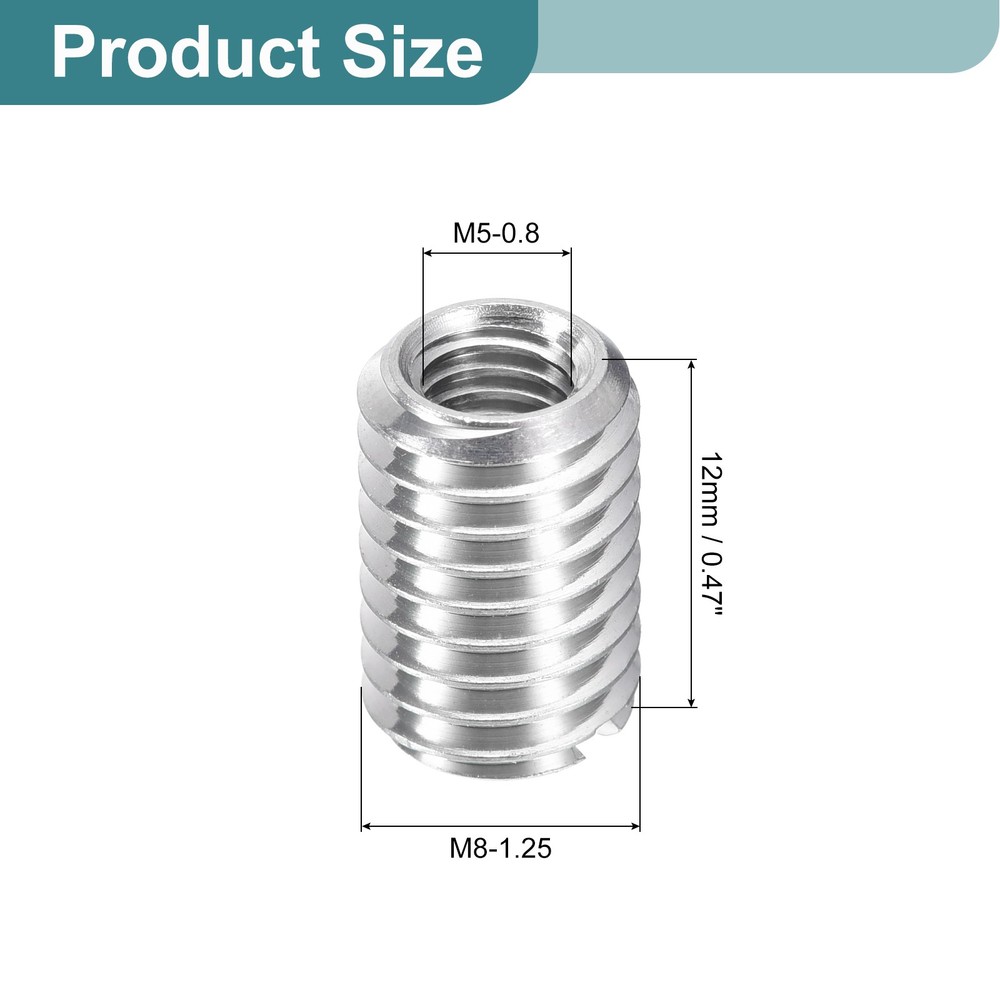 8Pcs Threaded Inserts, M5-0.8x12 & M8-1.25x12 Thread Repair Insert