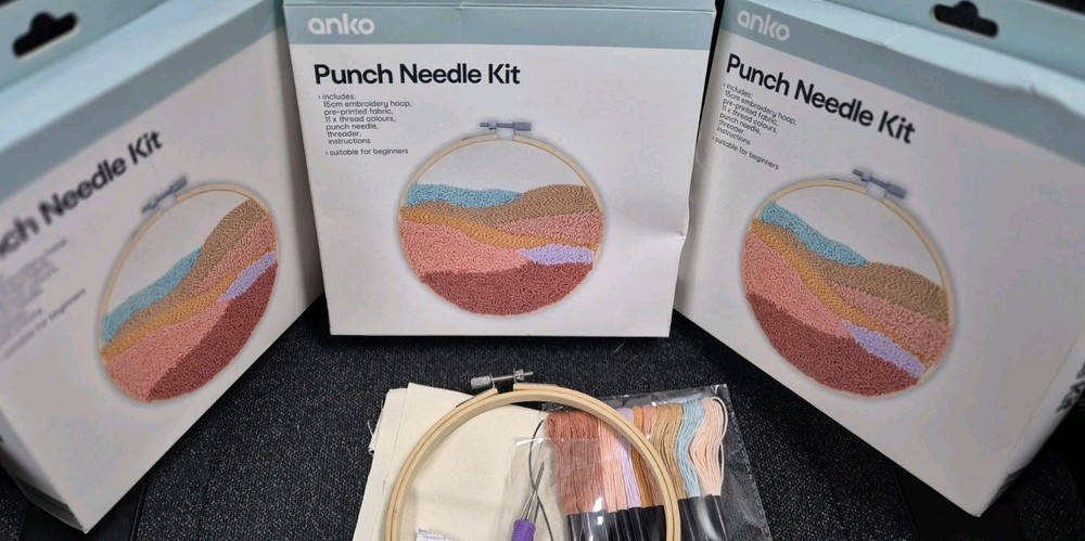 3x Embroidery Kit Punch Needle Stitching 3 Boxes