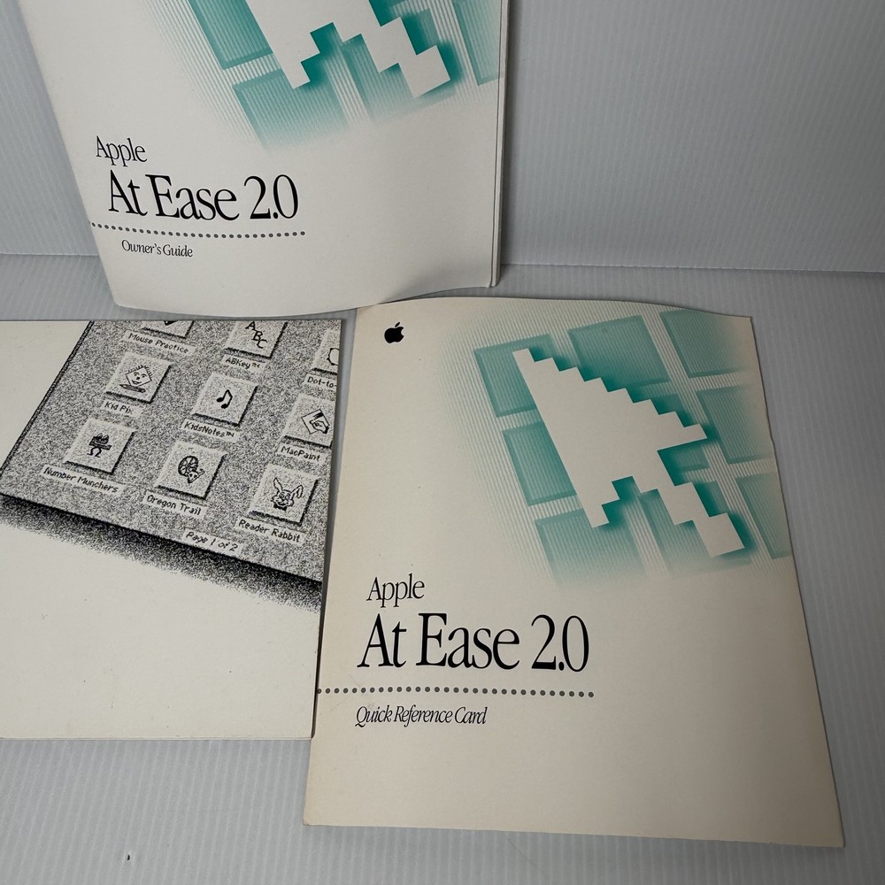 Apple At Ease 2.0 Owner's Guide Setup Quick Reference Card Manuals 3-Book Set