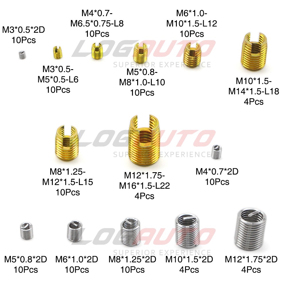 116pcs Self Tapping Thread Insert Helicoil Threaded Inserts Set Stainless Steel