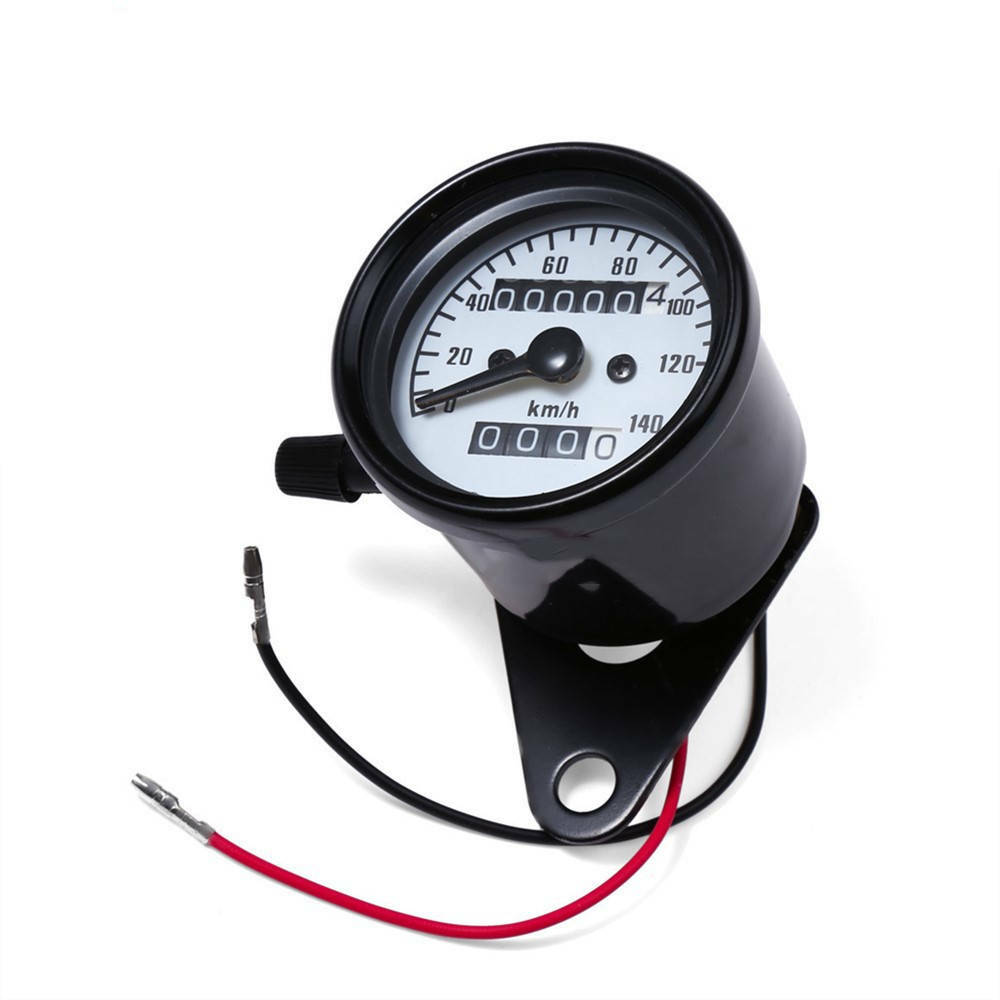 Retro Motorcycle Dual Odometer Speedometer Gauge Meter LED Backlight White SU