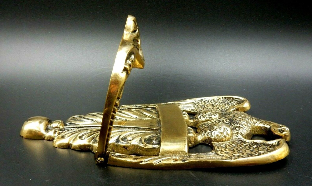VINTAGE SOLID BRASS PATRIOTIC AMERICAN BALD EAGLE DOOR KNOCKER