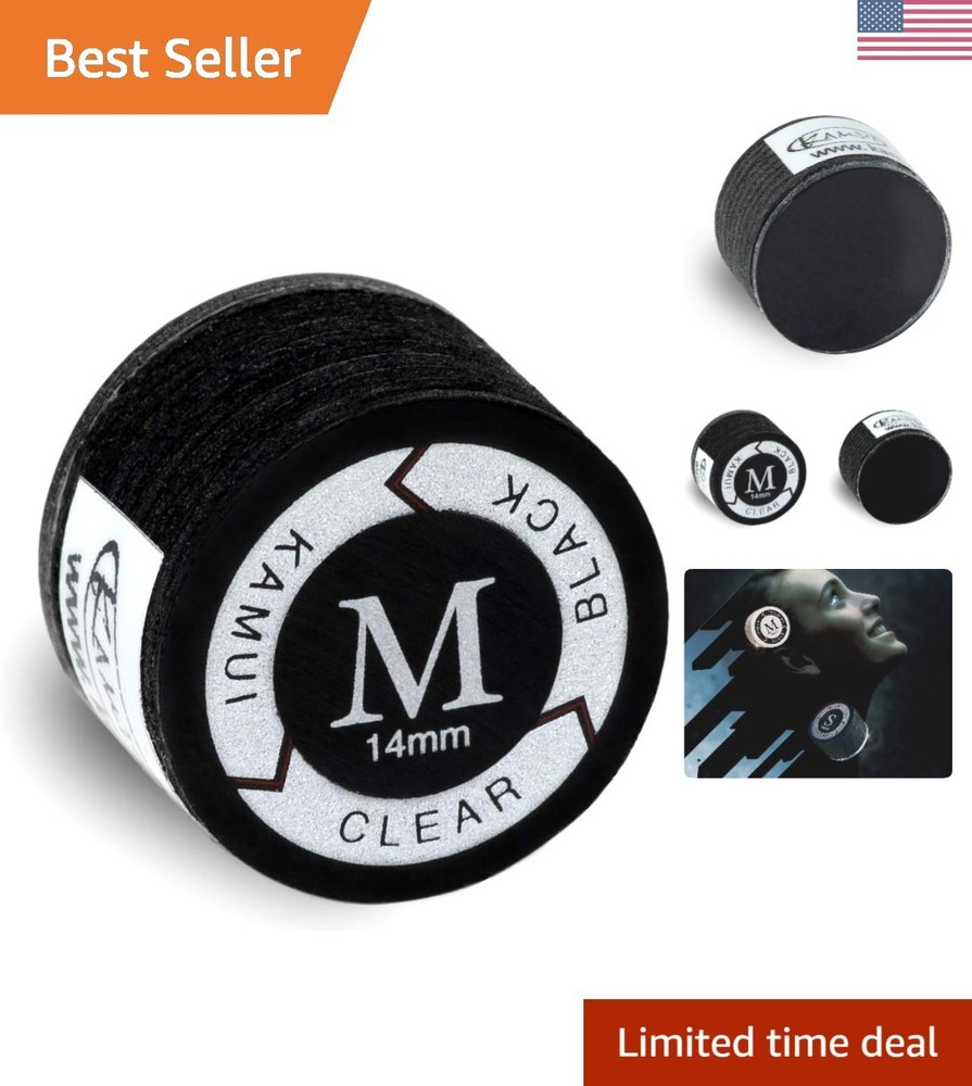 Medium Black Laminated Billiards Cue Tip - 14mm for Consistent Control