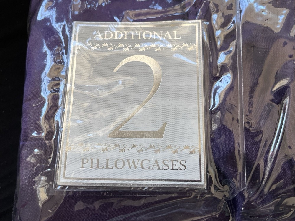 Gabrielle Satin 6-Piece Purple Solid Polyester Full Sheet Set New Opened Package