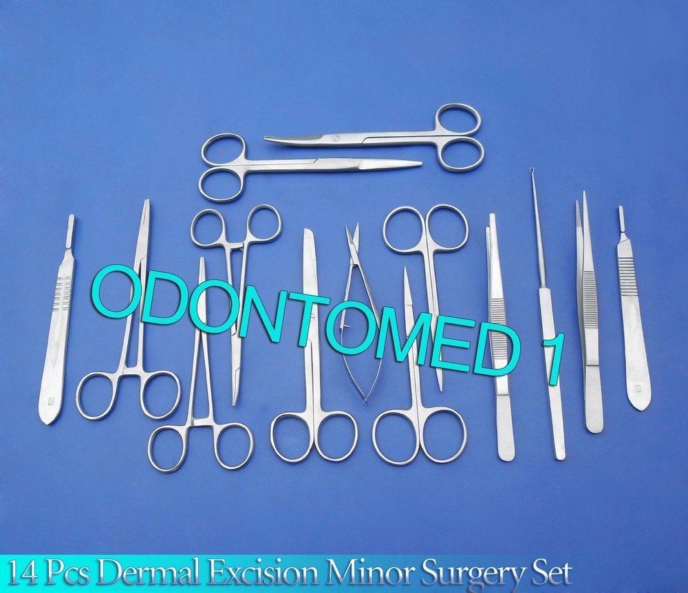 14 PCS COMPREHENSIVE DERMAL EXCISION MINOR SURGERY SET KIT SURGICAL,DS-687
