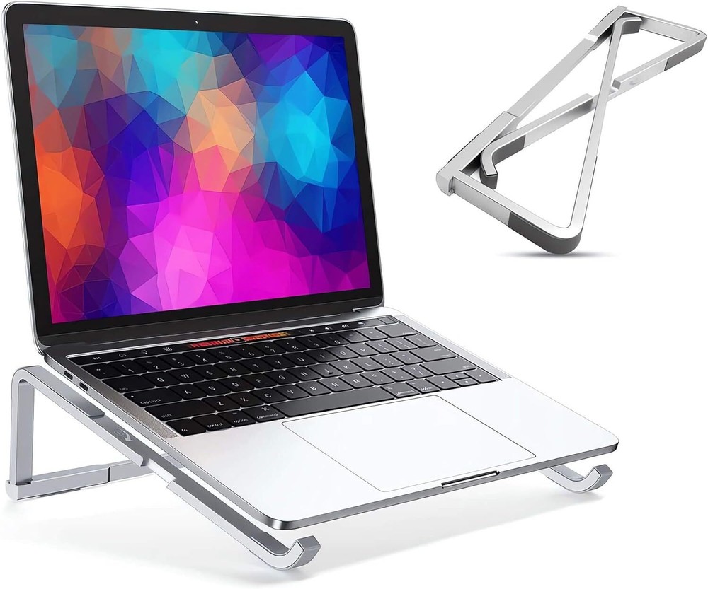 Laptop Stand for Desk, Portable Computer Laptop, Foldable Silver