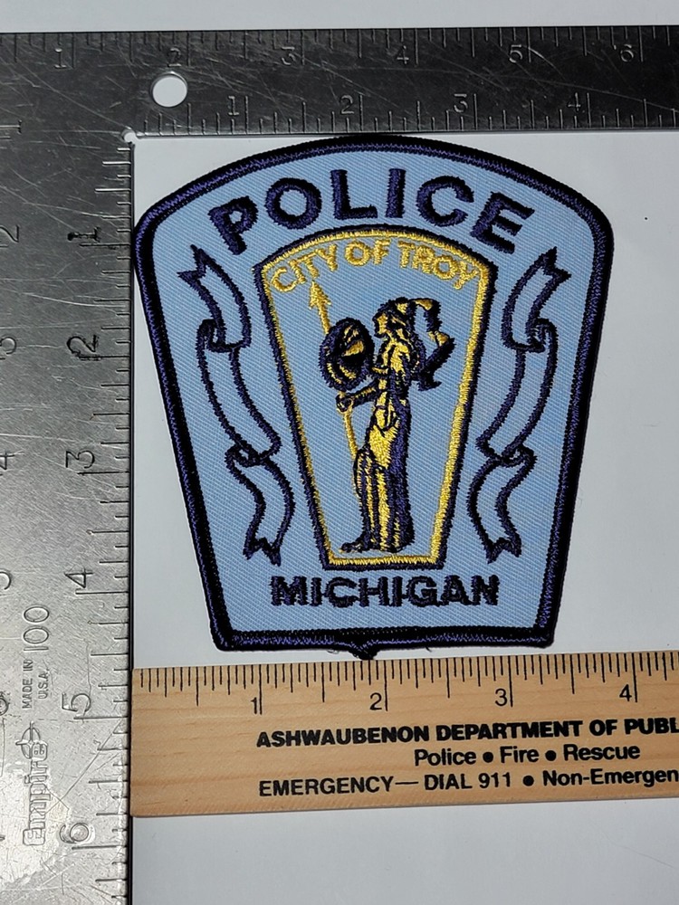 I2b Police patch Michigan Troy Light Blue Background