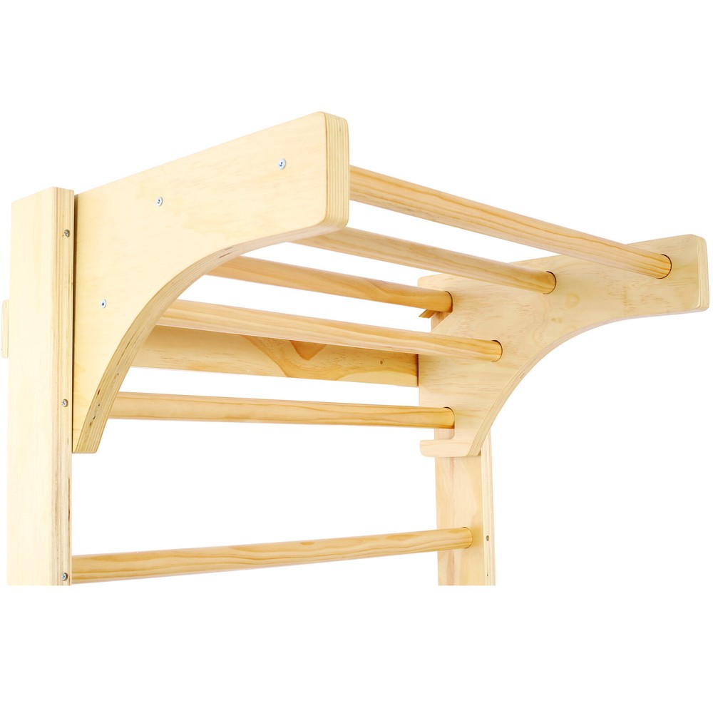 Swedish Ladder Gymnastics Stall Bar Wall Mount Adjustable Pull Up Bar Solid Wood