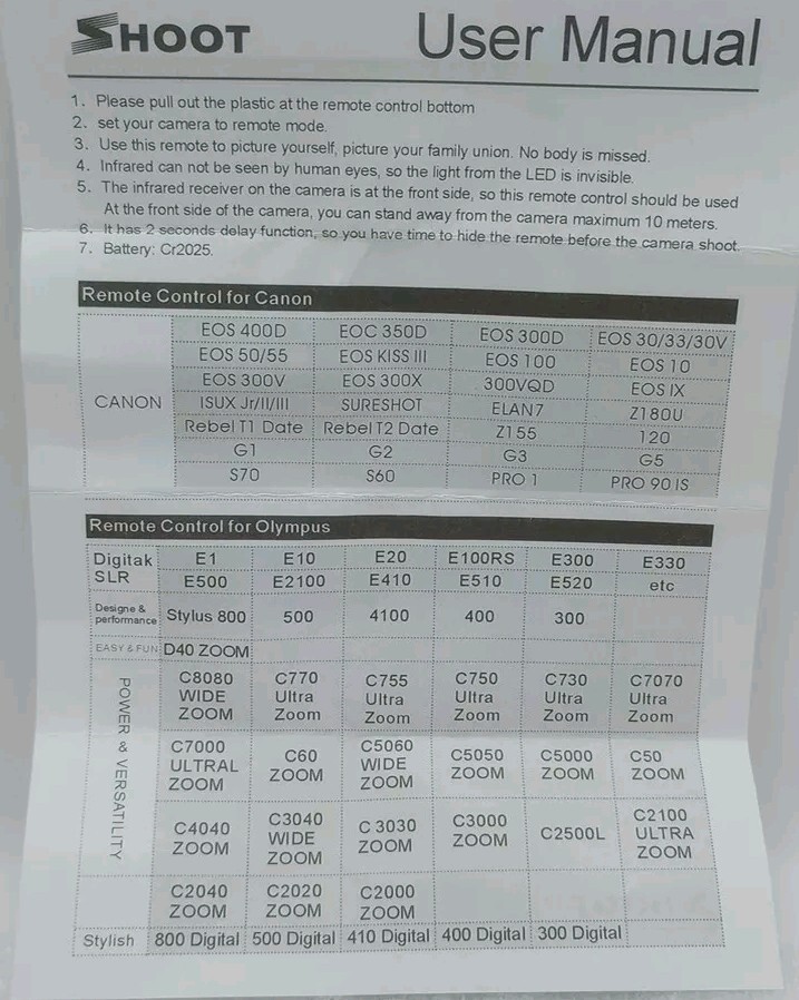 Universal RC-1 Camera Remote Controller ~ Canon - Sony - Nikon & More *New*