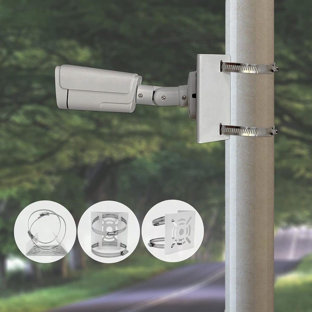WiTi Universal Vertical Pole Mount for Security Camera, Solid Metal White