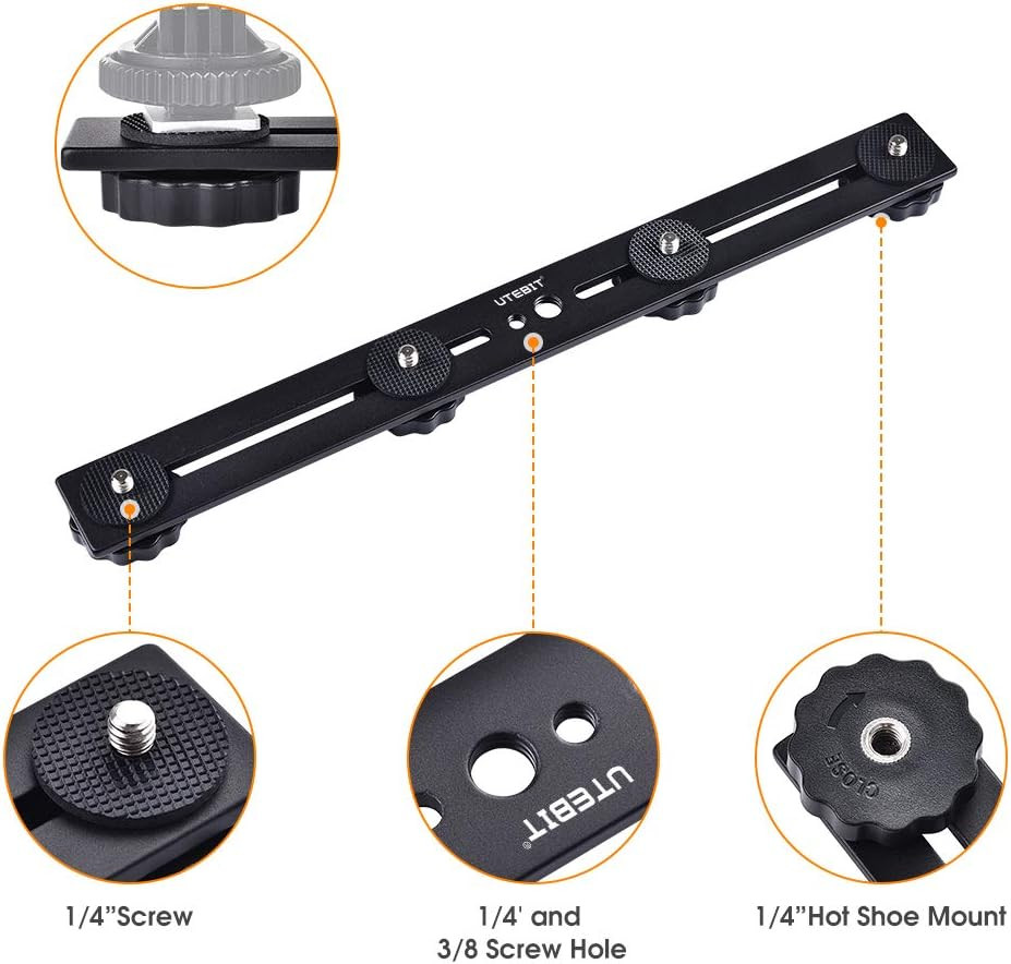11 Inch Flash Bracket, Long Dual Camera Mount Flash Bracket Extension Bar with 1