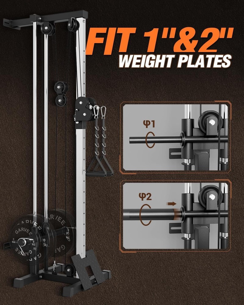 Adjustable Dual Pulley Cable Machine,LAT Pulldown&Crossover Station for Home Gym