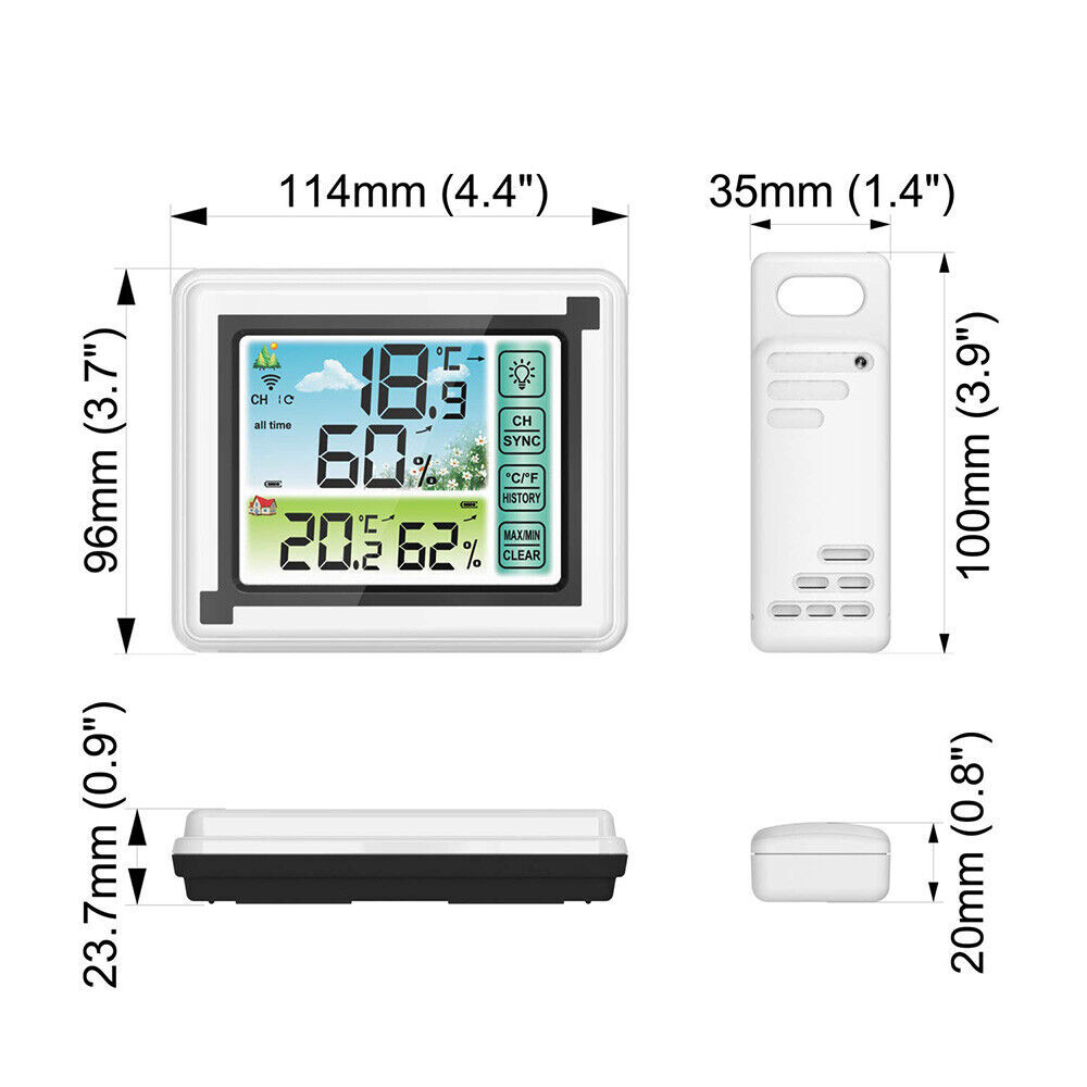 Wireless Digital LCD Indoor & Outdoor Weather Station Clock Calendar Thermometer