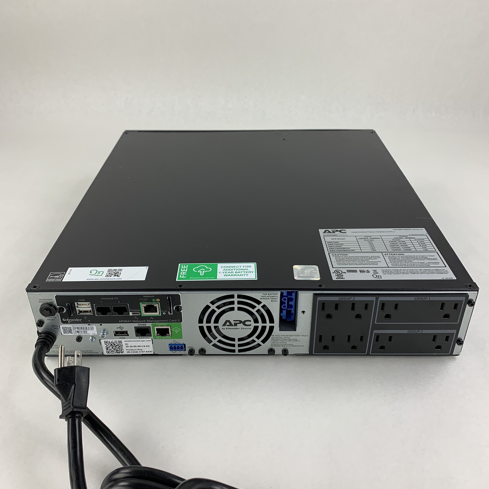 APC SMX1500RM2UCNC Battery Backup UPS w/ AP9641 No Batt No Caddy No FacePlate