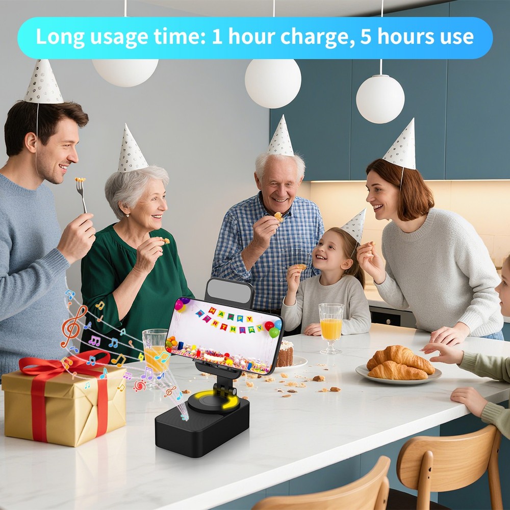 Portable Bluetooth Speaker Wireless with Cell Phone Stand,Rechargeable,LED Light