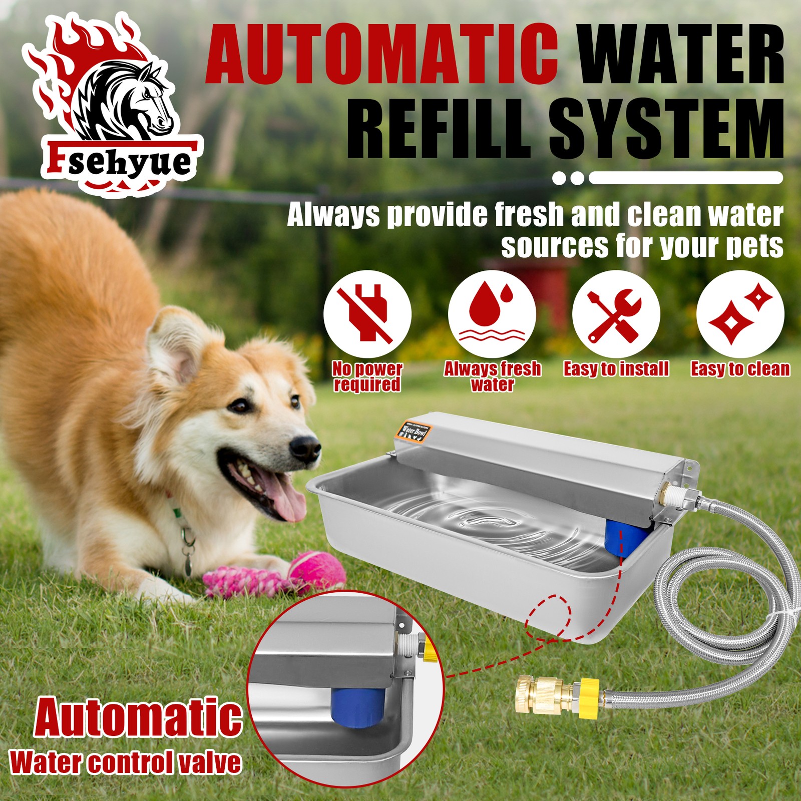 2 Gallons 304 Stainless Steel Automatic Water Dispenser for Pets & Livestock