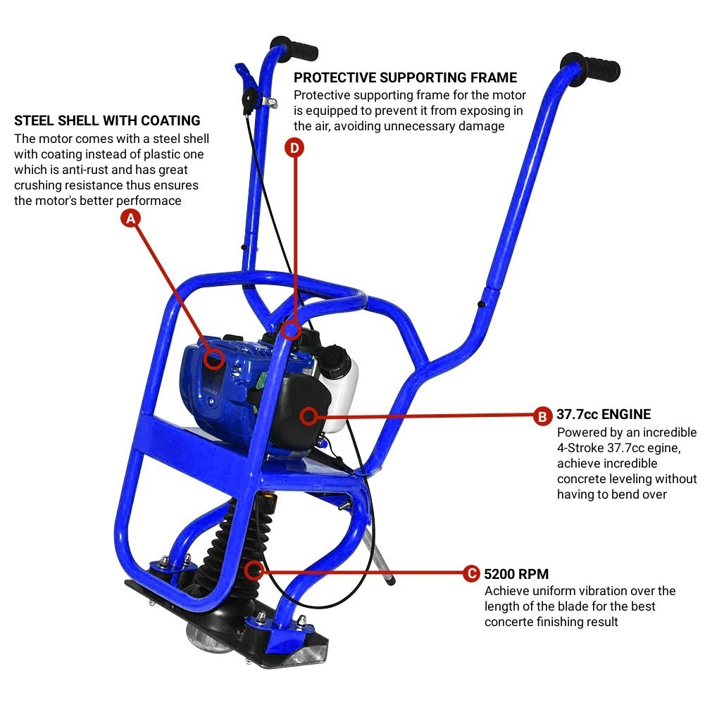 37.7cc 4 Stroke Gas Concrete Wet Screed Power Screed Cement 7 ft Board Top