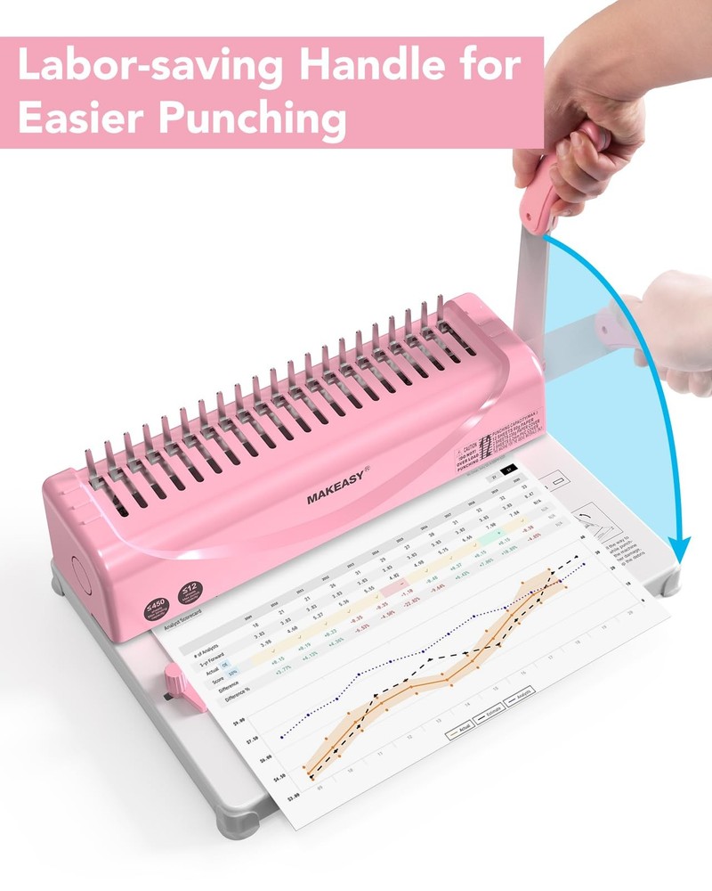 MAKEASY Binding Machine, 21-Hole, Comb Binding Machines with 100PCS Comb Bind...