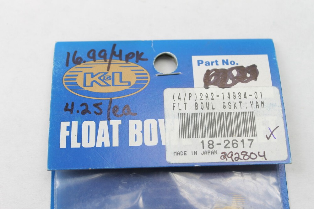 K&L Genuine Float Bowl O-Ring 18-2617 2 Pack