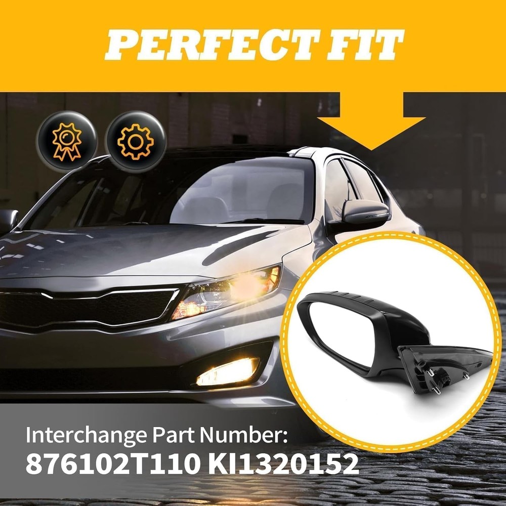 Power Left Driver Side Mirror Assembly Compatible with 2011-2013 Left, Black