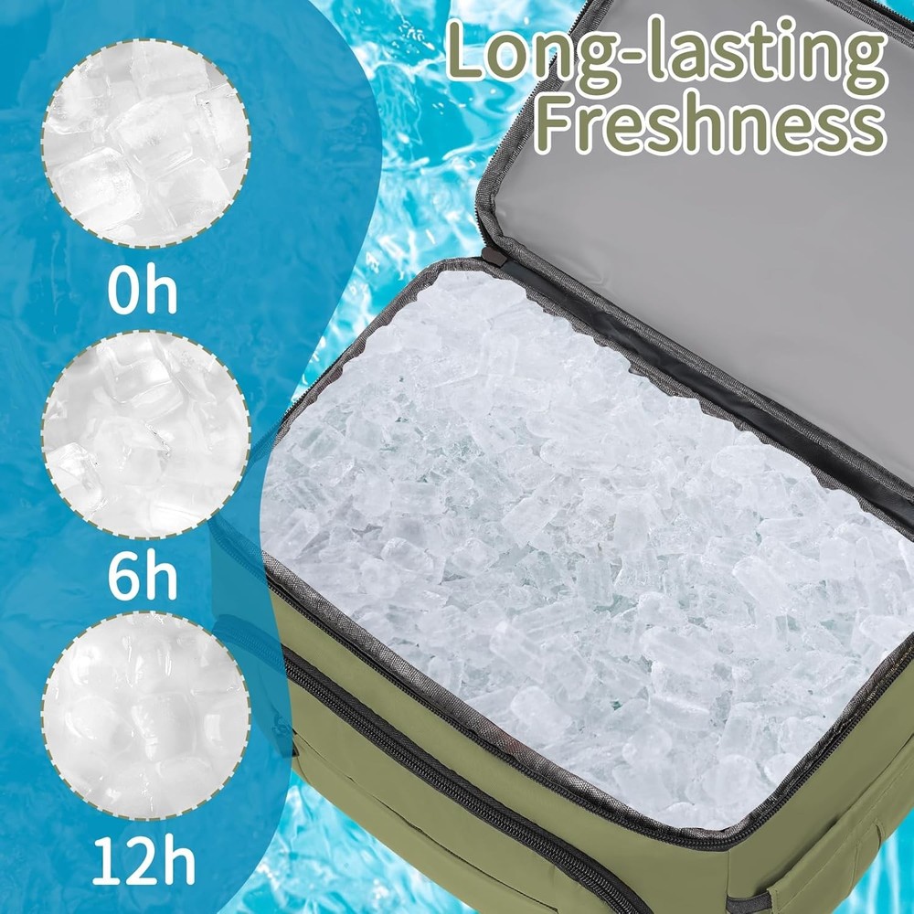 Cooler Backpack,Insulated Backpack Leakproof Double Deck Green