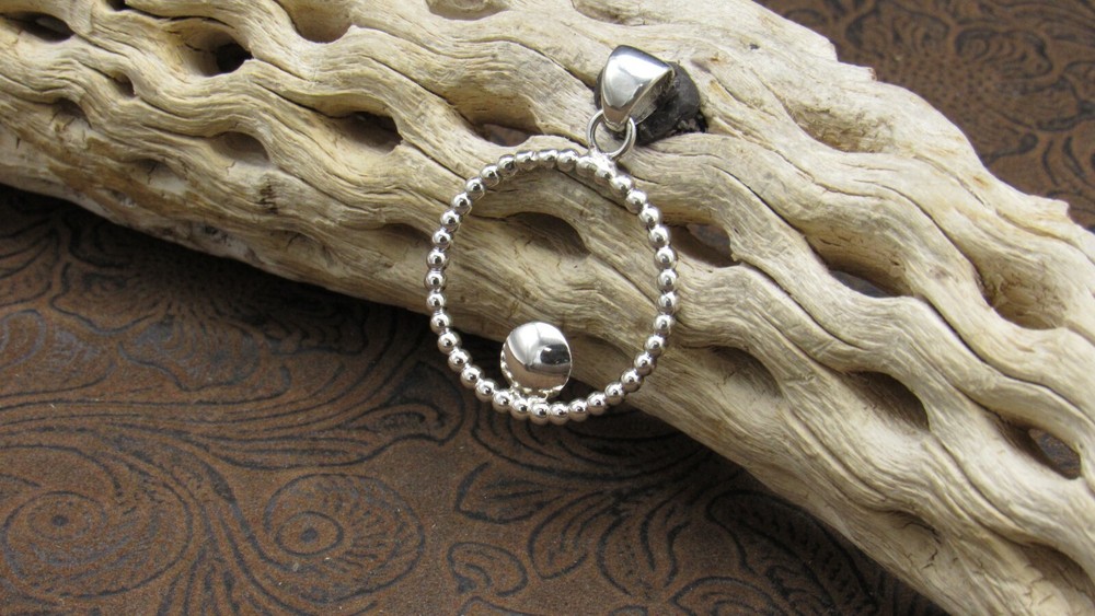 *Sterling Silver Beaded Hoop Pendant+